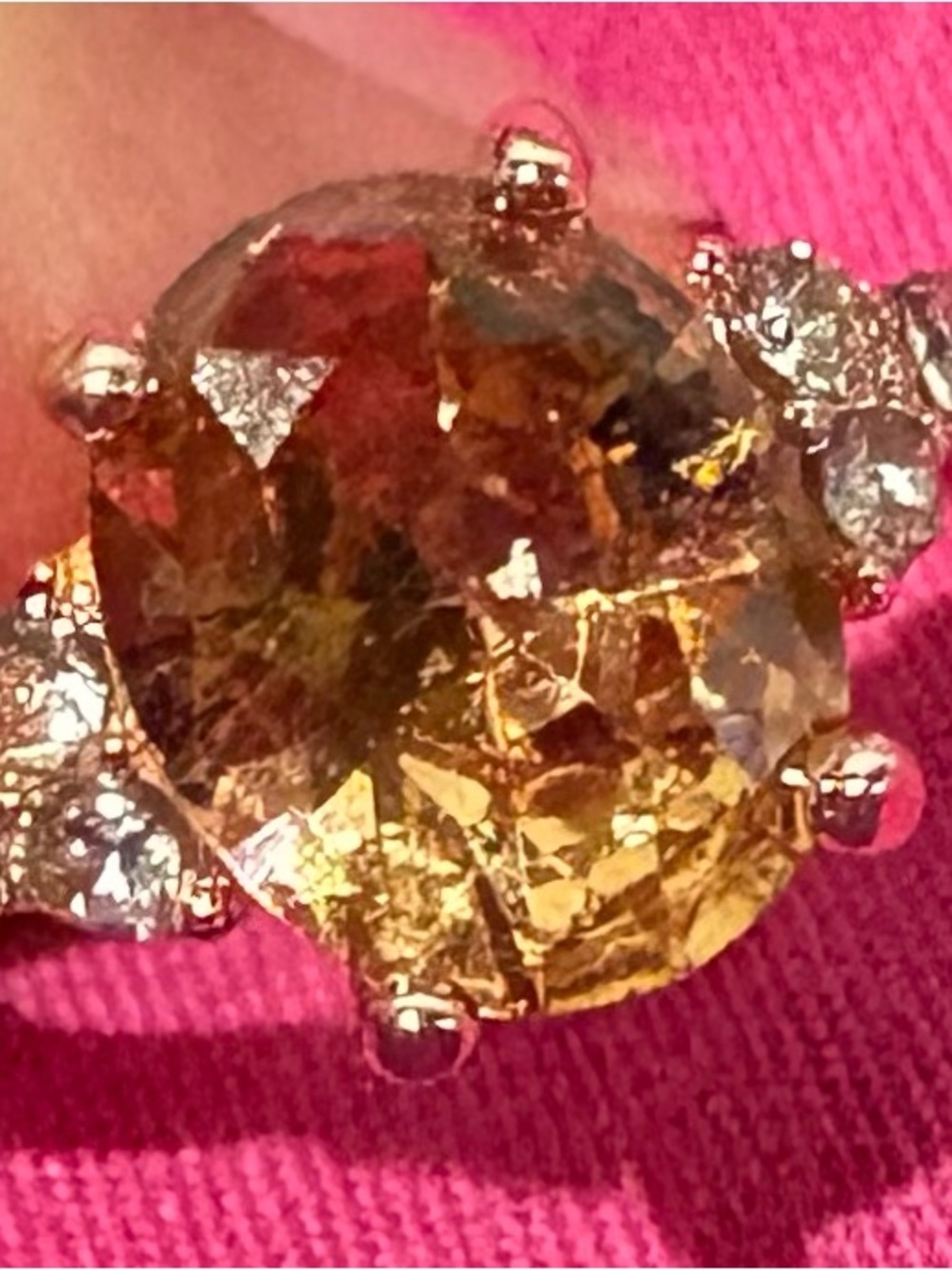Size 7 Orange Citrine-Style Women's Ring with Accent Stones
